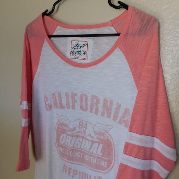 Reflex California Tee Shirt Retro Graphic 3/4 Sleeve Casual Thin Tee Shirt Logo - Picture 3 of 8